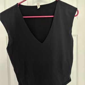 Black V-Neck Sleeveless Top